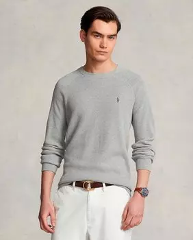 Мужской хлопковый свитер с круглым вырезом Polo Ralph Lauren, серый