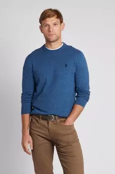 Мужской хлопковый свитер с круглым вырезом U.S. Polo Assn, синий