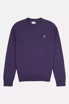 Мужской хлопковый свитер с круглым вырезом U.S. Polo Assn, фиолетовый