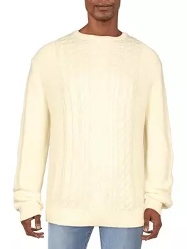 Мужской хлопковый свитер с круглым вырезом в рубчик Nautica, цвет Sail Cream