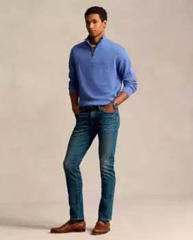 Мужской хлопковый свитер с полумолнией Polo Ralph Lauren, цвет Azul Luminoso