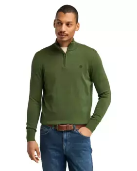 Мужской хлопковый свитер с полумолнией Timberland, зеленый