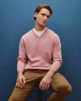 Мужской хлопковый свитер с v-образным вырезом Dustin, розовый