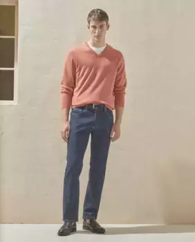 Мужской хлопковый свитер с V-образным вырезом Dustin, оранжевый