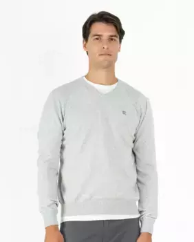 Мужской хлопковый свитер с V-образным вырезом Makarthy, серый