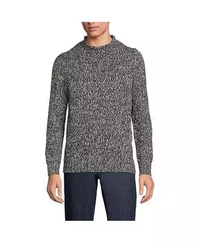 Мужской хлопковый свитер с высоким воротником Drifter Lands' End, черный