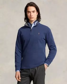 Мужской хлопковый свитер с высоким воротником и застежкой-молнией Polo Ralph Lauren, темно-синий