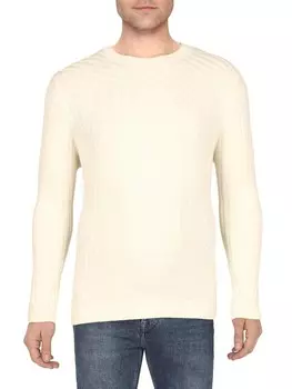 Мужской хлопковый свитер Tucker в рубчик с круглым вырезом INC, цвет Antique White