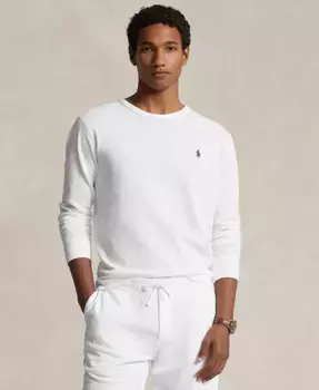 Мужской хлопковый свитшот с ворсом и круглым вырезом Polo Ralph Lauren, белый