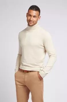 Мужской хлопковый трикотажный джемпер с высоким воротником U.S. Polo Assn, бежевый