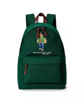 Мужской холщовый рюкзак с вышивкой Polo Bear Polo Ralph Lauren, темно-зеленый