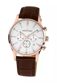 Мужской хронограф 1-2025Е JACQUES LEMANS, коричневый
