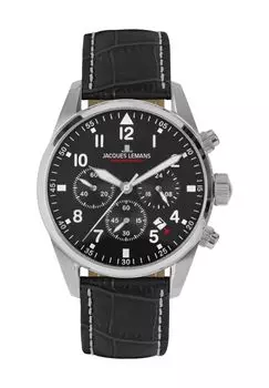 Мужской хронограф 42-2 JACQUES LEMANS, цвет Silber Schwarz