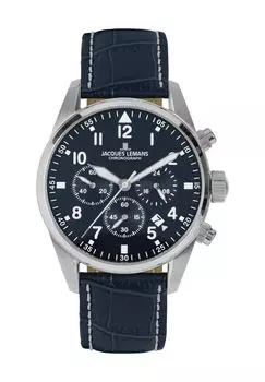 Мужской хронограф 42-2 JACQUES LEMANS, цвет Silber Blau