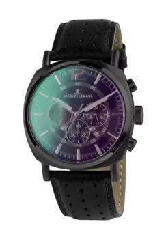 Мужской хронограф Лугано 1-1645.1Н JACQUES LEMANS, черный