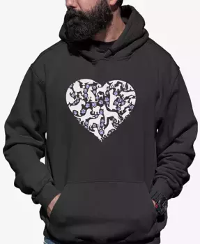 Мужской худи с принтом "Dog Heart Word Art" LA Pop Art, серый