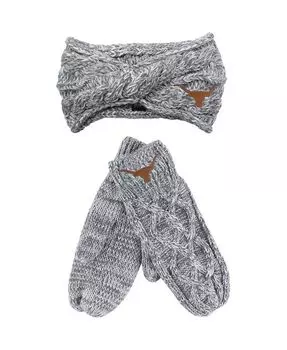 Мужской и женский комплект из серой повязки на голову и варежек с изображением техасских лонгхорнов Zoozatz, серый