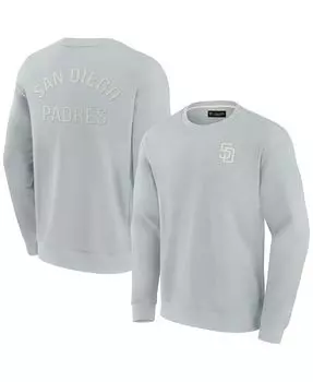 Мужской и женский серый супермягкий пуловер San Diego Padres Crew Sweatshirt Fanatics Signature, серый