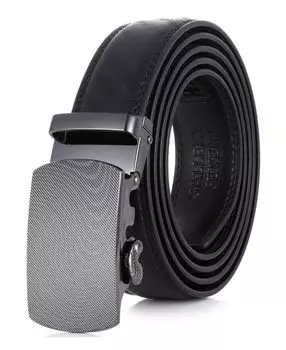 Мужской изысканный кожаный ремень с храповым механизмом в сетку Gallery Seven