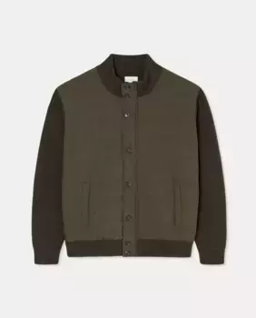 Мужской кардиган больших размеров с нейлоновым воротником Perkins спереди Dustin, цвет Kaki