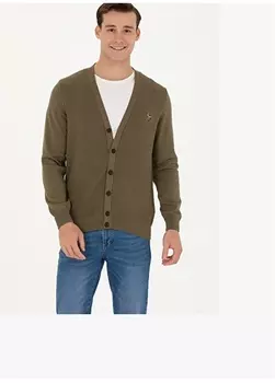 Мужской кардиган цвета хаки меланж U.S. Polo Assn.