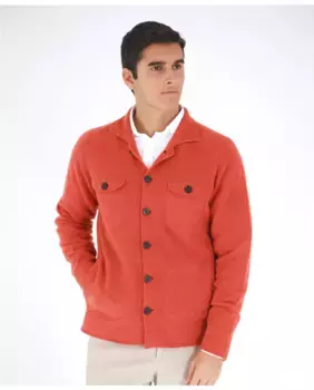 Мужской кардиган из 100% шерсти темно-оранжевого цвета Wickett Jones, оранжевый