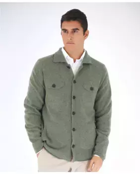 Мужской кардиган из 100% шерсти зеленого цвета Wickett Jones, зеленый