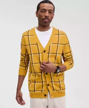 Мужской кардиган из хлопка в клетку Windowpane Club Room, желтый