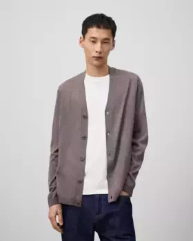 Мужской кардиган из шерсти мериноса с застежкой на пуговицы Adolfo Dominguez, цвет Topo