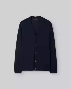 Мужской кардиган из шерсти мериноса темно-синего цвета Adolfo Dominguez