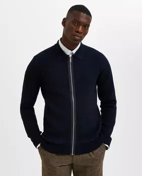 Мужской кардиган на молнии Selected, темно-синий
