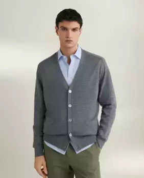 Мужской кардиган на простых пуговицах 100% Меринос Emidio Tucci, серый