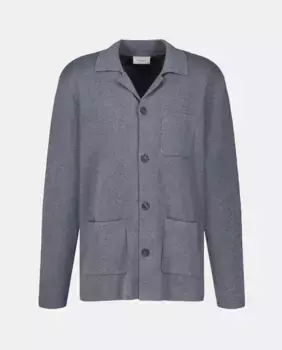 Мужской кардиган на пуговицах с воротником-поло и карманами Emidio Tucci, серый