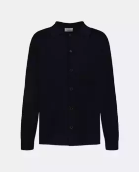 Мужской кардиган на пуговицах, воротник-поло, нагрудный карман Emidio Tucci, темно-синий