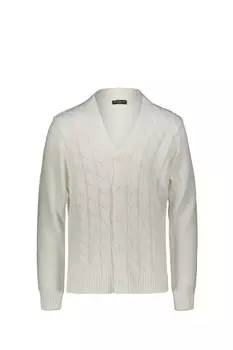 Мужской кардиган однотонного кремового цвета Brian Brome