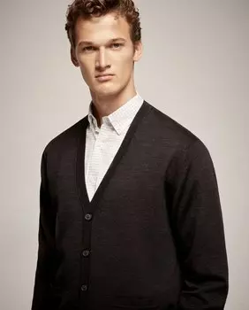 Мужской кардиган открытой вязки на пуговицах Emidio Tucci, темно-серый