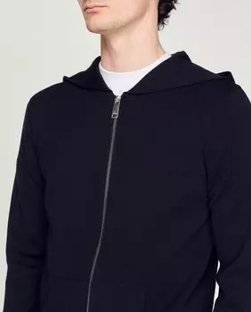 Мужской кардиган с капюшоном и молнией Sandro, темно-синий