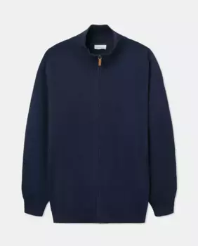 Мужской кардиган с полуводолазкой и однотонной молнией Emidio Tucci, тёмно-синий