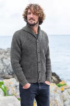 Мужской кардиган с вафельной вязкой Celtic & Co., серый