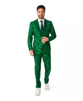 Мужской карнавальный костюм. Зеленый костюм Pats - принт трилистника для мужчин Suitmeister