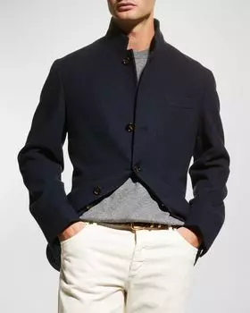Мужской кашемировый пиджак-пальто Brunello Cucinelli, цвет Cobalt Blue