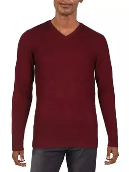 Мужской кашемировый пуловер, свитер с v-образным вырезом Club Room, цвет Cabernet