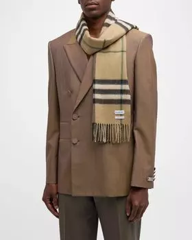 Мужской кашемировый шарф в гигантскую клетку Burberry, цвет Linden