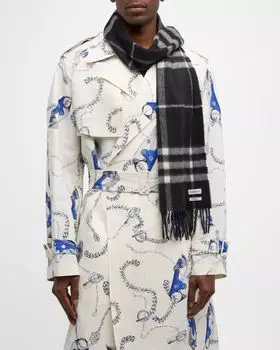 Мужской кашемировый шарф в гигантскую клетку Burberry, цвет Blackcalico Ip Chk