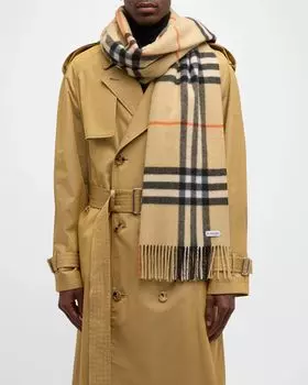 Мужской кашемировый шарф в гигантскую клетку Burberry, цвет Sand