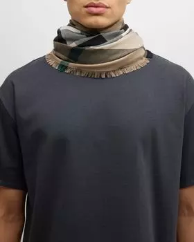 Мужской кашемировый шарф в клетку в полмега-клетки Burberry, цвет Linden