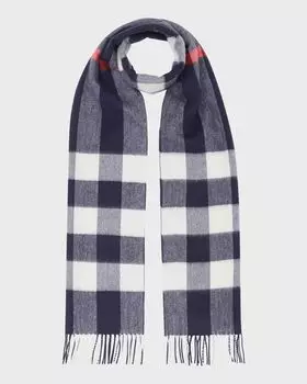 Мужской кашемировый шарф в полумега-клетку Burberry, цвет Blue Pattern