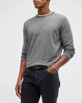 Мужской кашемировый свитер с круглым вырезом Brunello Cucinelli, цвет Medium Grey