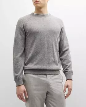 Мужской кашемировый свитер с круглым вырезом Brunello Cucinelli, цвет Dark Grey