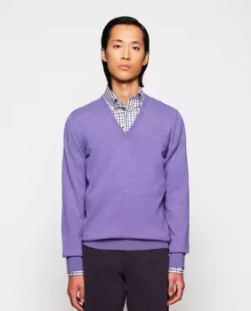 Мужской кашемировый свитер с V-образным вырезом Mirto, фиолетовый